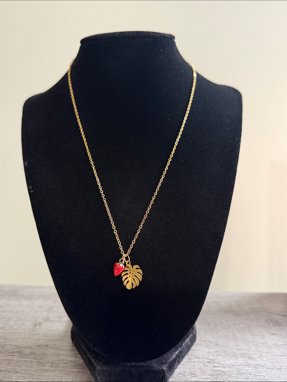 Strawberry & Leaf Necklace